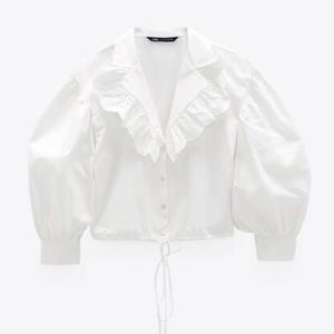 Zara embroidered poplin shirt 🤍